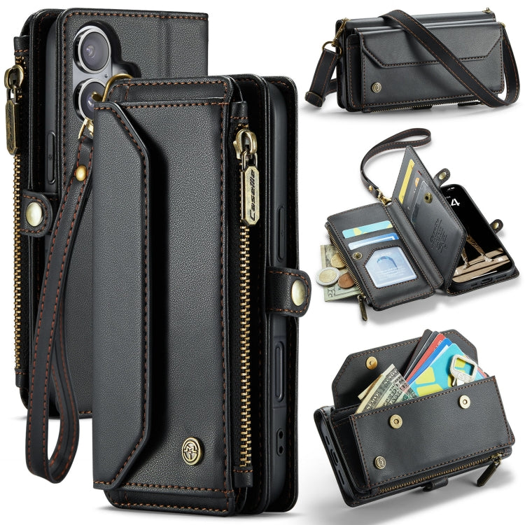 For iPhone 16 CaseMe C36 Card Slots Zipper Wallet RFID Anti-theft Leather Phone Case(Black) - iPhone 16 Cases by CaseMe | Online Shopping South Africa | PMC Jewellery | Buy Now Pay Later Mobicred