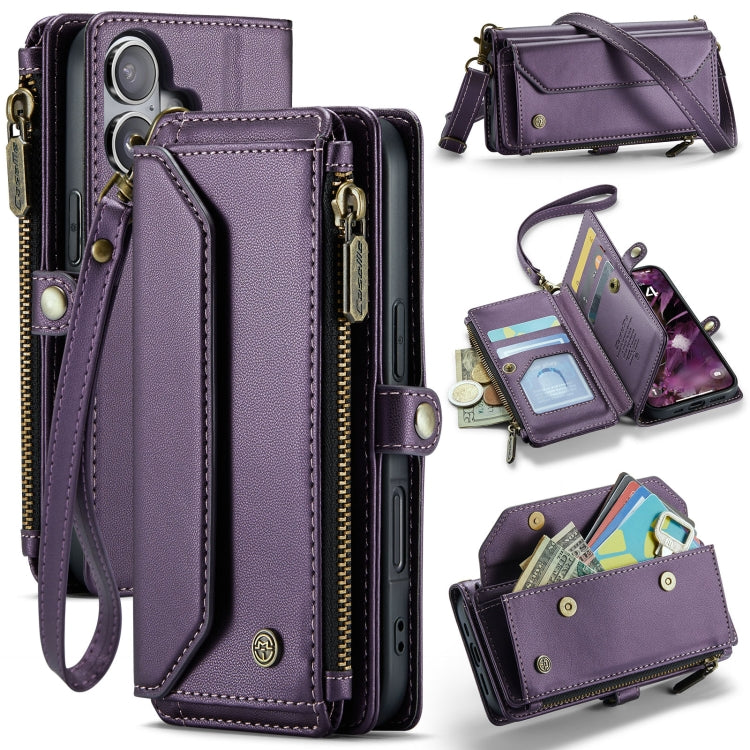 For iPhone 16 CaseMe C36 Card Slots Zipper Wallet RFID Anti-theft Leather Phone Case(Purple) - iPhone 16 Cases by CaseMe | Online Shopping South Africa | PMC Jewellery | Buy Now Pay Later Mobicred