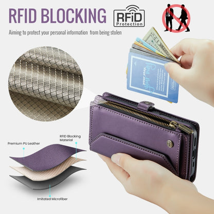 For iPhone 16 CaseMe C36 Card Slots Zipper Wallet RFID Anti-theft Leather Phone Case(Purple) - iPhone 16 Cases by CaseMe | Online Shopping South Africa | PMC Jewellery | Buy Now Pay Later Mobicred