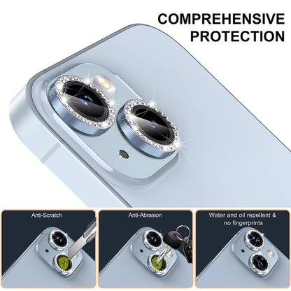 For iPhone 16 / 16 Plus ENKAY AR Anti-reflection Individual Diamond Ring Camera Lens Glass Full Film(Sierra Blue) - iPhone 16 Plus Tempered Glass by ENKAY | Online Shopping South Africa | PMC Jewellery | Buy Now Pay Later Mobicred