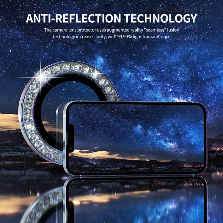 For iPhone 16 / 16 Plus ENKAY AR Anti-reflection Individual Diamond Ring Camera Lens Glass Full Film(Black) - iPhone 16 Plus Tempered Glass by ENKAY | Online Shopping South Africa | PMC Jewellery | Buy Now Pay Later Mobicred