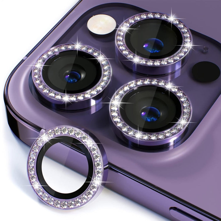 For iPhone 16 Pro / 16 Pro Max ENKAY AR Anti-reflection Individual Diamond Ring Camera Lens Glass Full Film(Deep Purple) - iPhone 16 Pro Max Tempered Glass by ENKAY | Online Shopping South Africa | PMC Jewellery | Buy Now Pay Later Mobicred