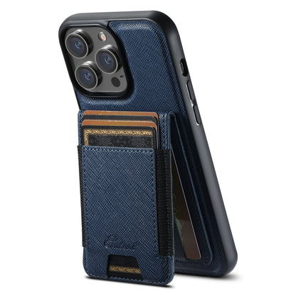 For iPhone 15 Pro Max Suteni H17 Cross Grain Leather MagSafe Detachable Wallet Phone Case(Blue) - iPhone 15 Pro Max Cases by Suteni | Online Shopping South Africa | PMC Jewellery | Buy Now Pay Later Mobicred