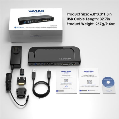 WAVLINK UG49DK4 Universal Laptop Docking Station Dual Monitor Supports DVI / HDMI / VGA(AU Plug) - USB 3.0 HUB by WAVLINK | Online Shopping South Africa | PMC Jewellery | Buy Now Pay Later Mobicred