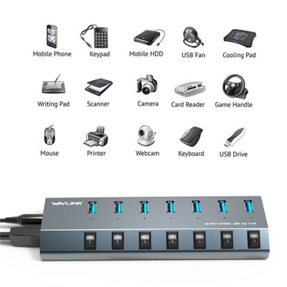 WAVLINK UH3076 5Gbps 7-port USB 3.0 Hub with Independent Switch and LED Indicator(AU Plug) - USB 3.0 HUB by WAVLINK | Online Shopping South Africa | PMC Jewellery | Buy Now Pay Later Mobicred