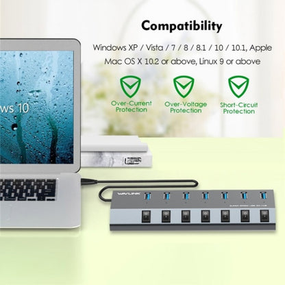 WAVLINK UH3076 5Gbps 7-port USB 3.0 Hub with Independent Switch and LED Indicator(AU Plug) - USB 3.0 HUB by WAVLINK | Online Shopping South Africa | PMC Jewellery | Buy Now Pay Later Mobicred