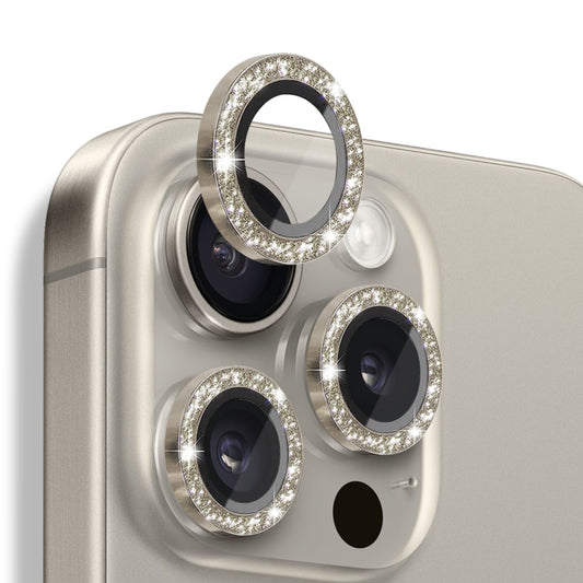 For iPhone 16 Pro / 16 Pro Max NORTHJO Glitter Camera Lens Protector Tempered Glass Metal Ring Film(Natural) - iPhone 16 Pro Max Tempered Glass by NORTHJO | Online Shopping South Africa | PMC Jewellery | Buy Now Pay Later Mobicred