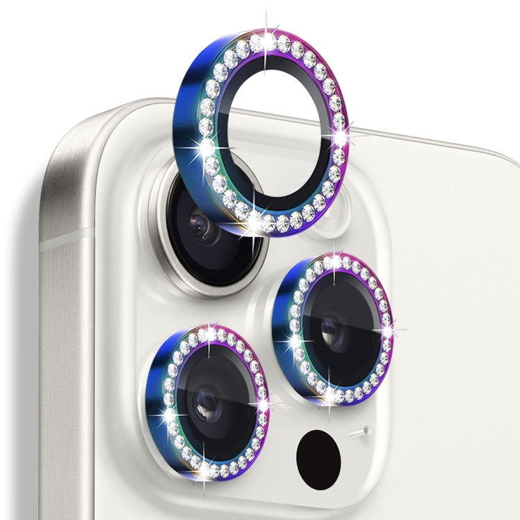 For iPhone 16 Pro / 16 Pro Max NORTHJO Rhinestone Camera Lens Protector Tempered Glass Metal Ring Film(Colorful) - iPhone 16 Pro Max Tempered Glass by NORTHJO | Online Shopping South Africa | PMC Jewellery | Buy Now Pay Later Mobicred