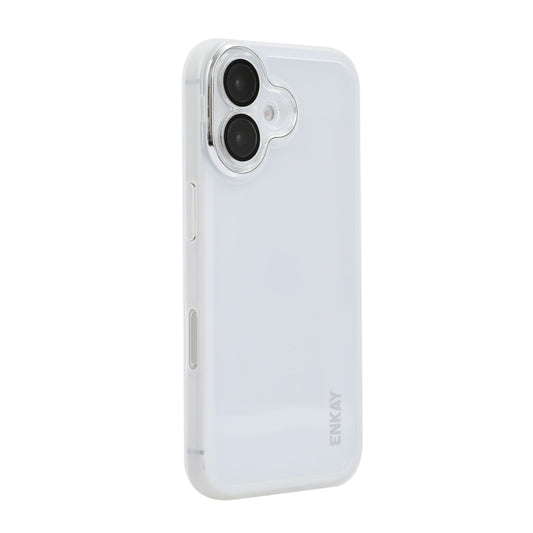 For iPhone 16 ENKAY Hat-Prince Translucent Matte TPU Phone Case with Lens Film(White) - iPhone 16 Cases by ENKAY | Online Shopping South Africa | PMC Jewellery | Buy Now Pay Later Mobicred