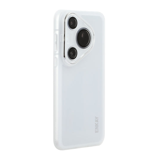 For Huawei Pura 70 ENKAY Hat-Prince Translucent Matte TPU Phone Case with Lens Film(White) - Huawei Cases by ENKAY | Online Shopping South Africa | PMC Jewellery | Buy Now Pay Later Mobicred