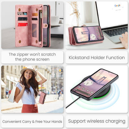 For Google Pixel 9 / 9 Pro CaseMe 008 Detachable Multifunctional Leather Phone Case(Pink) - Google Cases by CaseMe | Online Shopping South Africa | PMC Jewellery | Buy Now Pay Later Mobicred