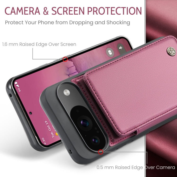 For Google Pixel 9 / 9 Pro CaseMe C22 Card Slots Holder RFID Anti-theft Phone Case(Wine) - Google Cases by CaseMe | Online Shopping South Africa | PMC Jewellery | Buy Now Pay Later Mobicred