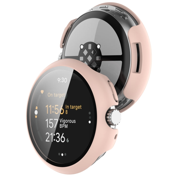 For Google Pixel Watch 3 41mm PC + Tempered Film Integrated Watch Protective Case(Pink) - Watch Cases by PMC TechLife | Online Shopping South Africa | PMC TechLife | Buy Now Pay Later Mobicred