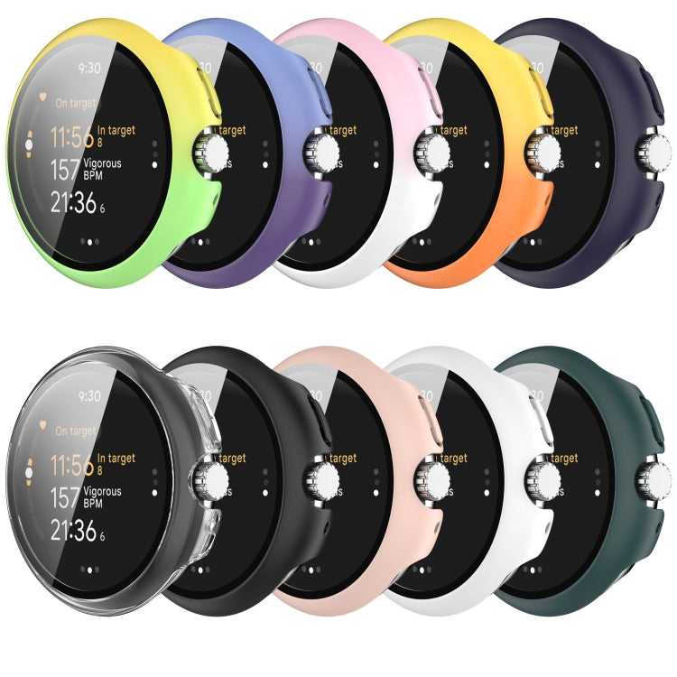 For Google Pixel Watch 3 41mm PC + Tempered Film Integrated Watch Protective Case(Yellow+Orange) - Watch Cases by PMC TechLife | Online Shopping South Africa | PMC TechLife | Buy Now Pay Later Mobicred
