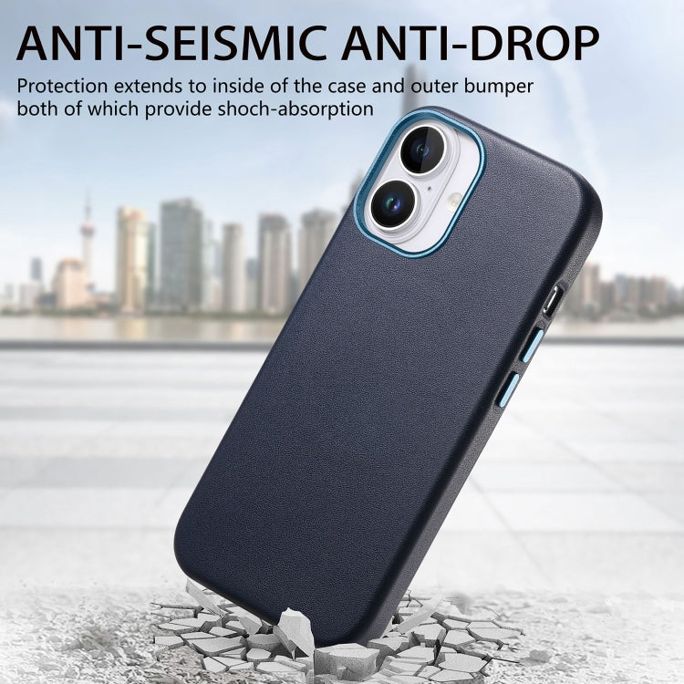 For iPhone 16 Electroplated Metal Button Shockproof Phone Case(Dark Blue) - iPhone 16 Cases by PMC Jewellery | Online Shopping South Africa | PMC Jewellery | Buy Now Pay Later Mobicred