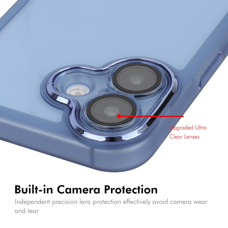 For iPhone 16 Plus ENKAY Hat-Prince Translucent Matte TPU Phone Case with Lens Film + 9H Big Arc Edge Film(Blue) - iPhone 16 Plus Cases by ENKAY | Online Shopping South Africa | PMC Jewellery | Buy Now Pay Later Mobicred