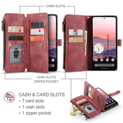 For Google Pixel 9 / 9 Pro CaseMe C30 Card Slots Zipper Wallet Leather Phone Case(Wine) - Google Cases by CaseMe | Online Shopping South Africa | PMC Jewellery | Buy Now Pay Later Mobicred