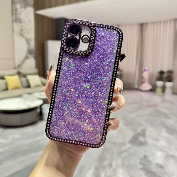 For iPhone 16 Diamond Glitter Sequins TPU Phone Case(Purple) - iPhone 16 Cases by PMC Jewellery | Online Shopping South Africa | PMC Jewellery | Buy Now Pay Later Mobicred