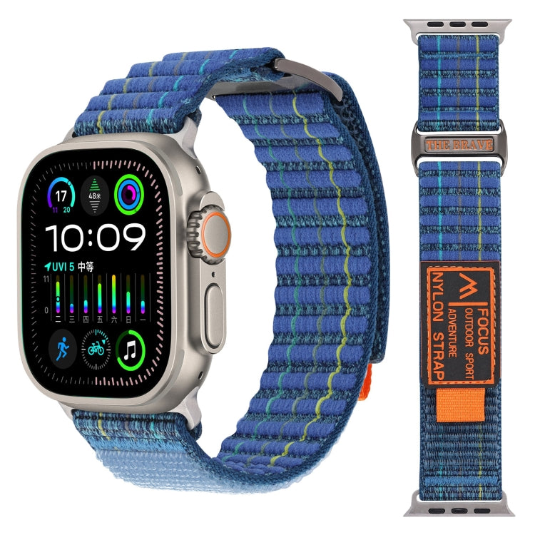 For Apple Watch Ultra 2 49mm Two Sections Nylon Hook and Loop Fastener Watch Band(Scuba Blue) - Watch Bands by PMC Jewellery | Online Shopping South Africa | PMC Jewellery | Buy Now Pay Later Mobicred