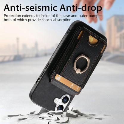 For iPhone 16 Retro Splitable Magnetic Stand Card Bag Leather Phone Case(Black) - iPhone 16 Cases by PMC Jewellery | Online Shopping South Africa | PMC Jewellery | Buy Now Pay Later Mobicred