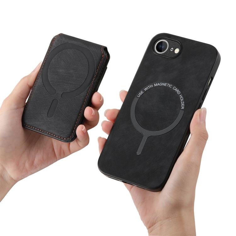 For iPhone 16e Retro Splitable Magnetic Stand Card Bag Leather Phone Case(Black) - iPhone 16e Cases by PMC TechLife | Online Shopping South Africa | PMC TechLife | Buy Now Pay Later Mobicred