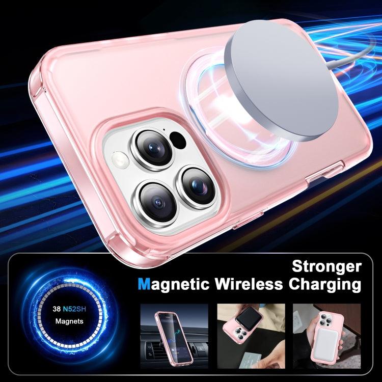 For iPhone 16 Pro Frosted Skin Feel MagSafe Holder 360 Full Body Phone Case(Pink) - iPhone 16 Pro Cases by PMC Jewellery | Online Shopping South Africa | PMC Jewellery | Buy Now Pay Later Mobicred