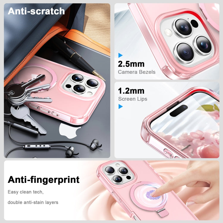 For iPhone 16 Pro Frosted Skin Feel MagSafe Holder 360 Full Body Phone Case(Pink) - iPhone 16 Pro Cases by PMC Jewellery | Online Shopping South Africa | PMC Jewellery | Buy Now Pay Later Mobicred