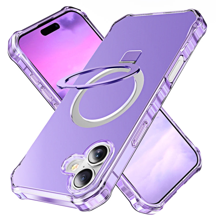 For iPhone 16 Solid Color Wave MagSafe Holder Phone Case(Purple) - iPhone 16 Cases by PMC Jewellery | Online Shopping South Africa | PMC Jewellery | Buy Now Pay Later Mobicred