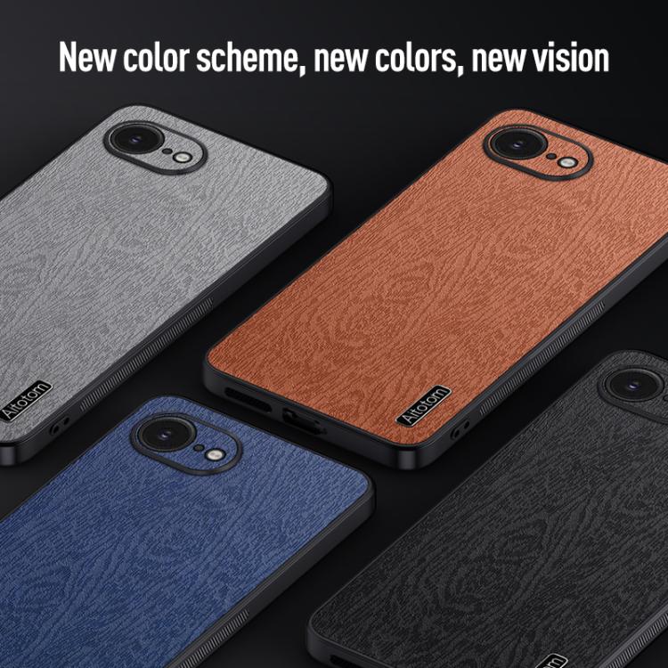 For iPhone 16e Tree Bark Leather Shockproof Phone Case(Blue) - iPhone 16e Cases by PMC TechLife | Online Shopping South Africa | PMC TechLife | Buy Now Pay Later Mobicred