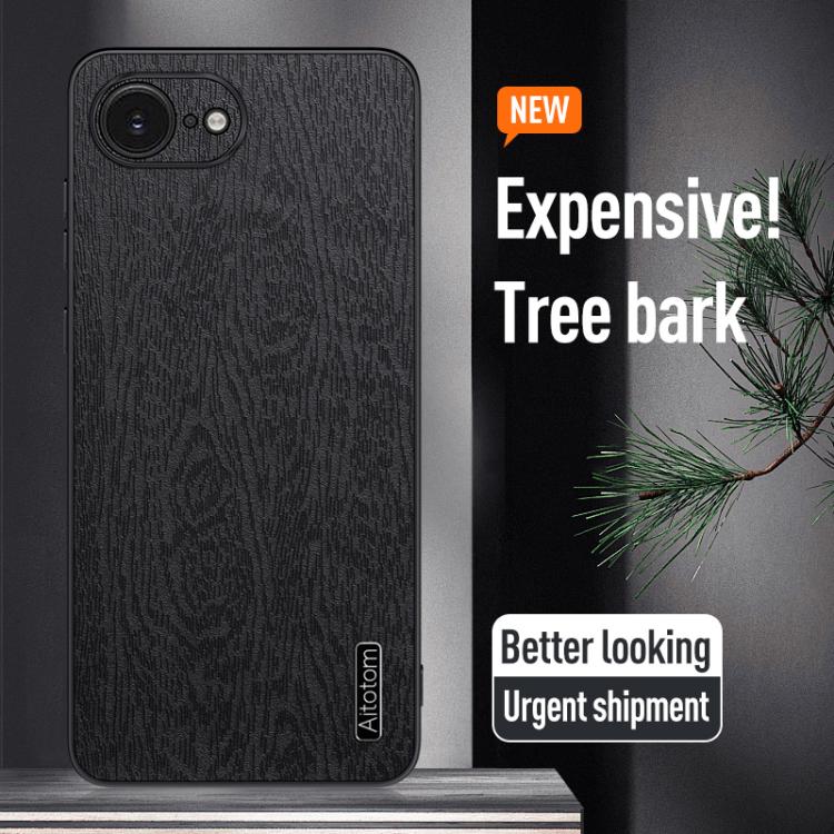 For iPhone 16e Tree Bark Leather Shockproof Phone Case(Grey) - iPhone 16e Cases by PMC TechLife | Online Shopping South Africa | PMC TechLife | Buy Now Pay Later Mobicred