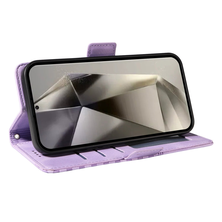 For Samsung Galaxy S25 Ultra 5G ENKAY Embossed Rhombus Starry Leather Phone Case with Screen Film(Purple) - Galaxy S25 Ultra 5G Cases by ENKAY | Online Shopping South Africa | PMC Jewellery | Buy Now Pay Later Mobicred