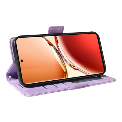 For OPPO Reno12 F 4G Global ENKAY Embossed Rhombus Starry Leather Phone Case with Screen Film(Purple) - Reno12 F Cases by ENKAY | Online Shopping South Africa | PMC Jewellery | Buy Now Pay Later Mobicred