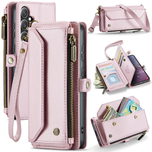 For Samsung Galaxy S24 FE 5G CaseMe C36 Card Slots Zipper Wallet RFID Anti-theft Leather Phone Case(Pink) - Galaxy S24 FE 5G Cases by CaseMe | Online Shopping South Africa | PMC Jewellery | Buy Now Pay Later Mobicred