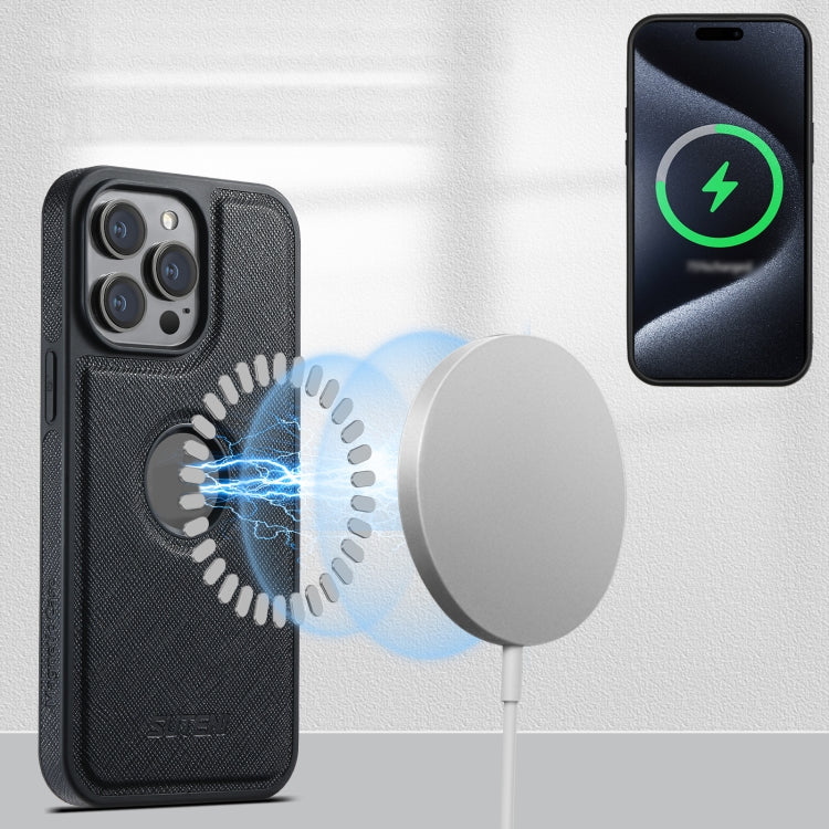 For iPhone 16 Pro Max Suteni G1 Cross Texture MagSafe Phone Case(Black) - free shipping - PMC Jewellery - Order now!