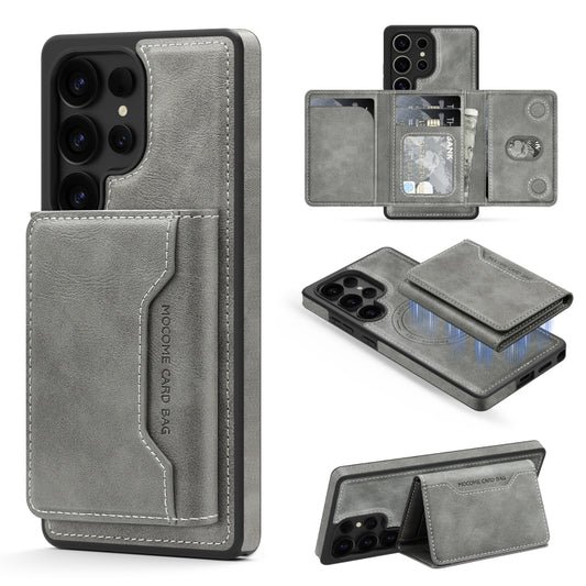 For Samsung Galaxy S25+ 5G Shield Multi-functional MagSafe Card Bag Phone Case(Grey) - Galaxy S25+ 5G Cases by PMC Jewellery | Online Shopping South Africa | PMC Jewellery | Buy Now Pay Later Mobicred