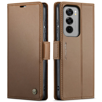 For OPPO Reno12 5G Global CaseMe 023 Butterfly Buckle Litchi Texture RFID Anti-theft Leather Phone Case(Brown) - Reno12 Cases by CaseMe | Online Shopping South Africa | PMC Jewellery | Buy Now Pay Later Mobicred