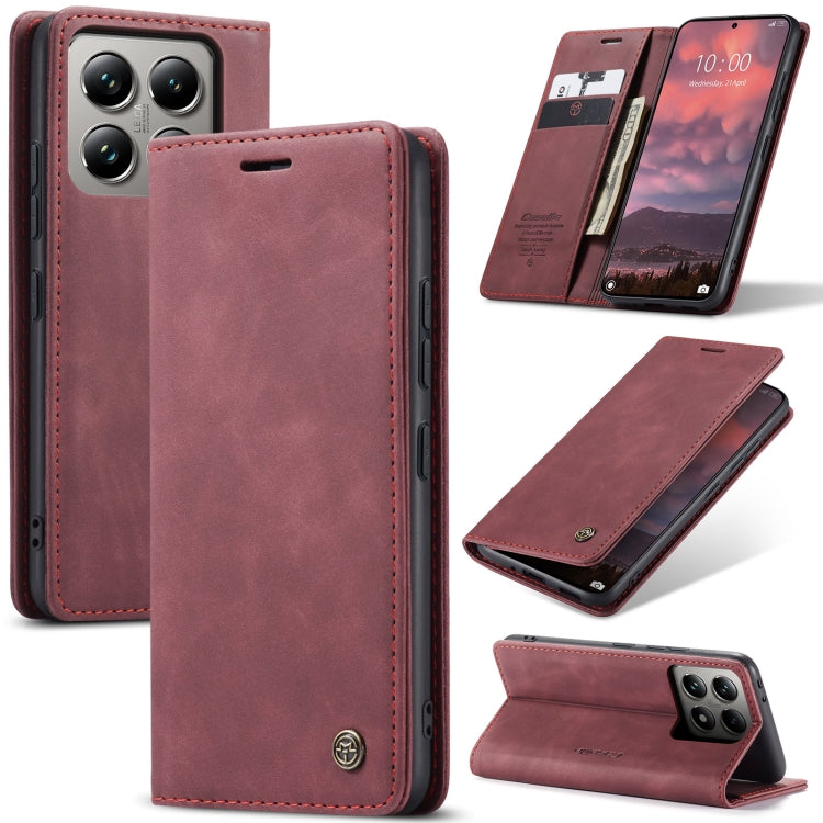 For Xiaomi 14T Pro CaseMe 013 Multifunctional Horizontal Flip Leather Phone Case(Red) - 14T Pro Cases by CaseMe | Online Shopping South Africa | PMC Jewellery | Buy Now Pay Later Mobicred