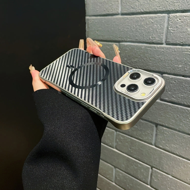 For iPhone 15 Pro Max AG Carbon Fiber Frameless MagSafe Phone Case(Gold) - iPhone 15 Pro Max Cases by PMc TechLife | Online Shopping South Africa | PMc TechLife | Buy Now Pay Later Mobicred