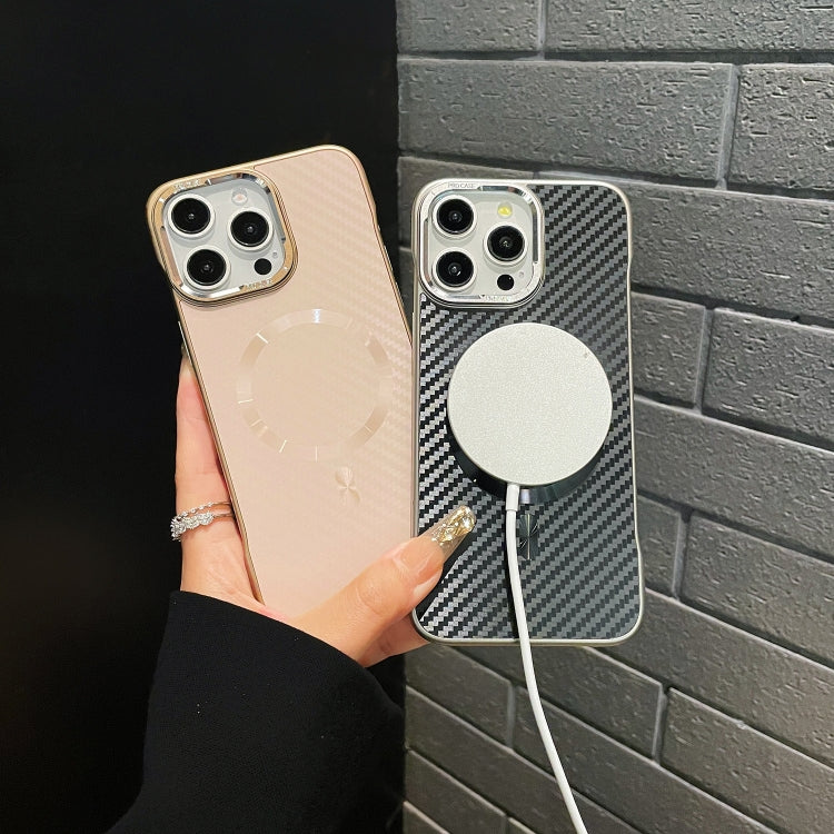 For iPhone 16 Plus AG Carbon Fiber Frameless MagSafe Phone Case(Gold) - iPhone 16 Plus Cases by PMc TechLife | Online Shopping South Africa | PMc TechLife | Buy Now Pay Later Mobicred