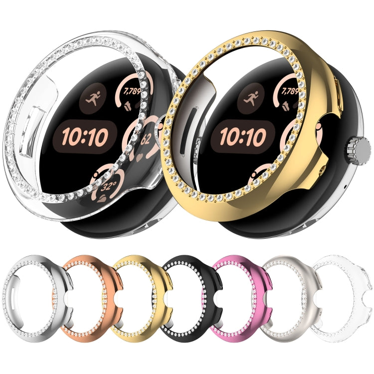 For Google Pixel Watch 3 45mm Diamond Electroplated PC Half Coverage Watch Protective Case(Gold) - Watch Cases by PMC TechLife | Online Shopping South Africa | PMC TechLife | Buy Now Pay Later Mobicred