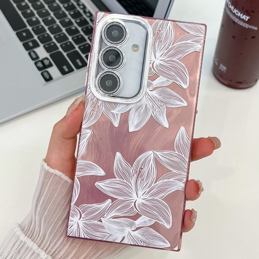 For Samsung Galaxy S25 5G Electroplating Flowers Plants Texture TPU Phone Case(Sketch Lily FL9) - Galaxy S25 5G Cases by PMC Jewellery | Online Shopping South Africa | PMC Jewellery | Buy Now Pay Later Mobicred