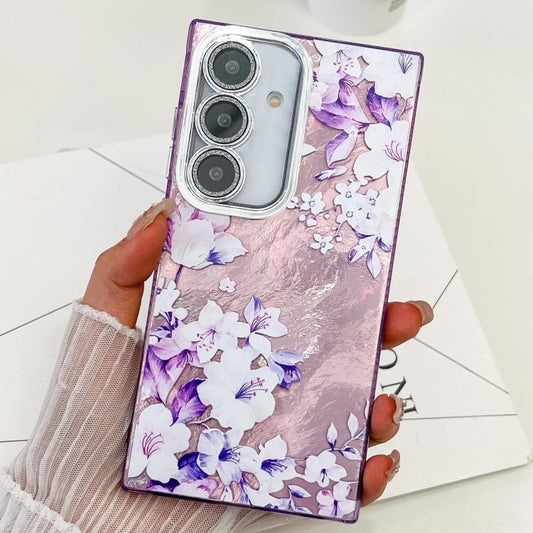 For Samsung Galaxy S25+ 5G Electroplating Flowers Plants Texture TPU Phone Case(Azalea FL4) - Galaxy S25+ 5G Cases by PMC Jewellery | Online Shopping South Africa | PMC Jewellery | Buy Now Pay Later Mobicred