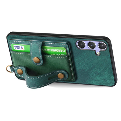 For Samsung Galaxy S25 Ultra 5G Retro Cross Wristband Wallet Leather Back Phone Case(Green) - Galaxy S25 Ultra 5G Cases by PMC Jewellery | Online Shopping South Africa | PMC Jewellery | Buy Now Pay Later Mobicred