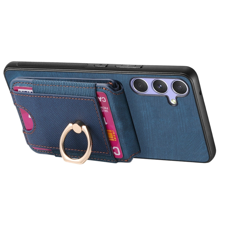 For Samsung Galaxy S25 Ultra 5G Retro Splitable Magnetic Stand Card Bag Leather Phone Case(Blue) - Galaxy S25 Ultra 5G Cases by PMC Jewellery | Online Shopping South Africa | PMC Jewellery | Buy Now Pay Later Mobicred