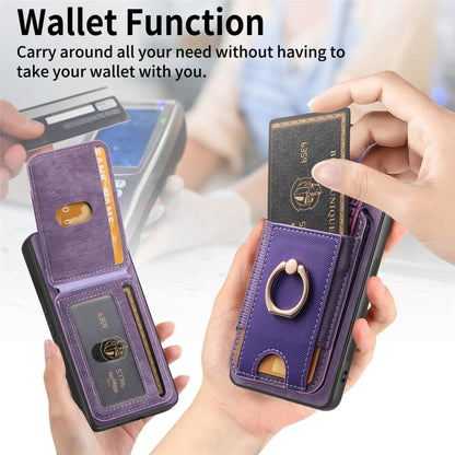 For Samsung Galaxy S25 Ultra 5G Retro Splitable Magnetic Stand Card Bag Leather Phone Case(Purple) - Galaxy S25 Ultra 5G Cases by PMC Jewellery | Online Shopping South Africa | PMC Jewellery | Buy Now Pay Later Mobicred