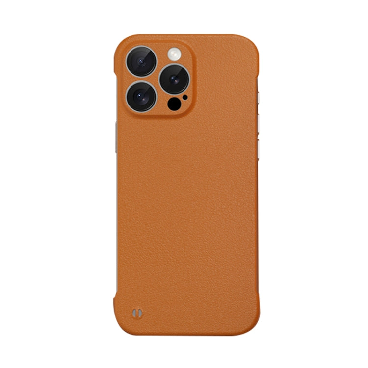 For iPhone 12 Pro Max Frameless Litchi Texture PC Phone Case(Orange) - iPhone 12 Pro Max Cases by PMc TechLife | Online Shopping South Africa | PMc TechLife | Buy Now Pay Later Mobicred