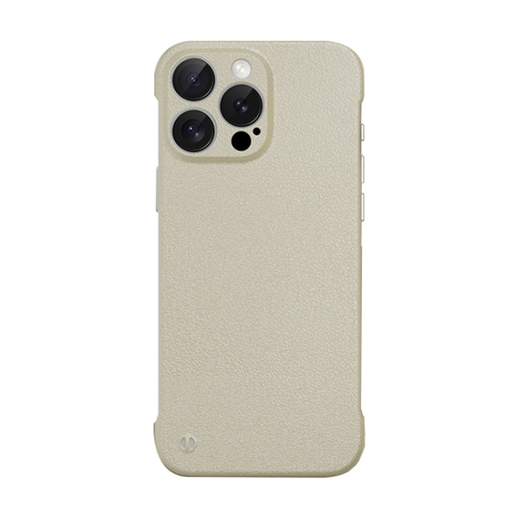 For iPhone 12 Pro Max Frameless Litchi Texture PC Phone Case(Light Yellow) - iPhone 12 Pro Max Cases by PMc TechLife | Online Shopping South Africa | PMc TechLife | Buy Now Pay Later Mobicred