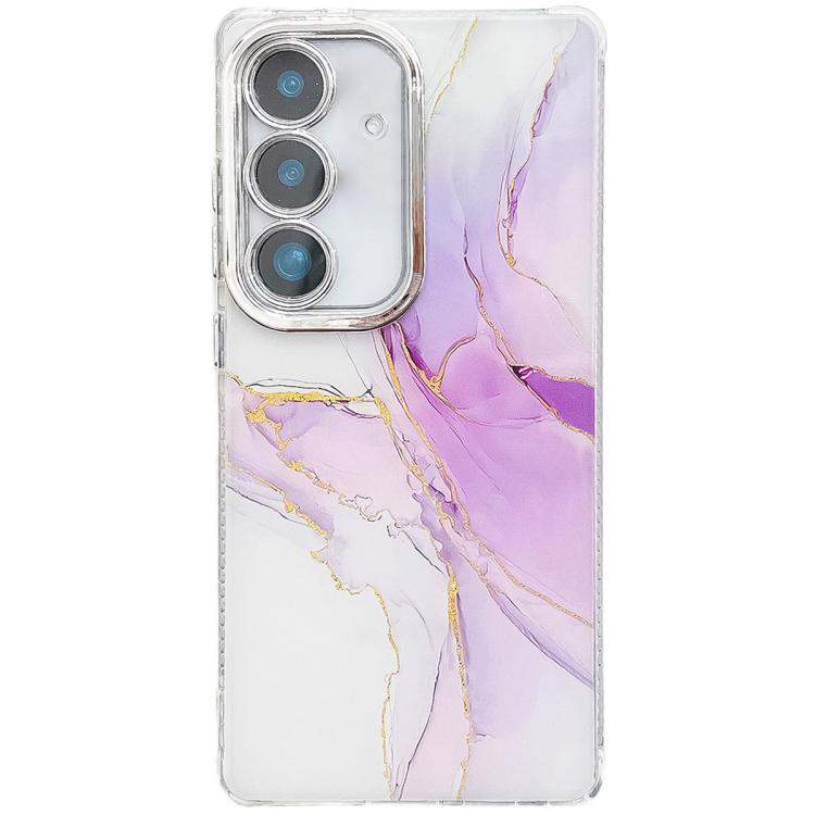 For Samsung Galaxy S25+ 5G Electroplated Marble Texture Phone Case(Light Purple M6) - Galaxy S25+ 5G Cases by PMC Jewellery | Online Shopping South Africa | PMC Jewellery | Buy Now Pay Later Mobicred