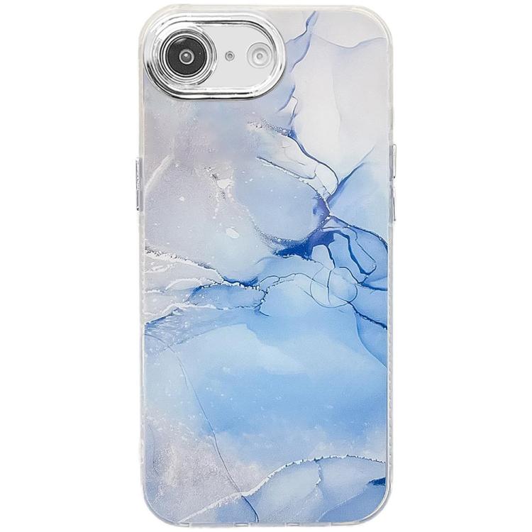 For iPhone 16e Electroplated Marble Texture Phone Case(Blue M11) - iPhone 16e Cases by PMC TechLife | Online Shopping South Africa | PMC TechLife | Buy Now Pay Later Mobicred