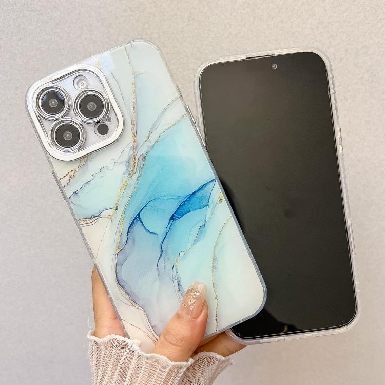 For iPhone 16e Electroplated Marble Texture Phone Case(Pink Purple M4) - iPhone 16e Cases by PMC TechLife | Online Shopping South Africa | PMC TechLife | Buy Now Pay Later Mobicred